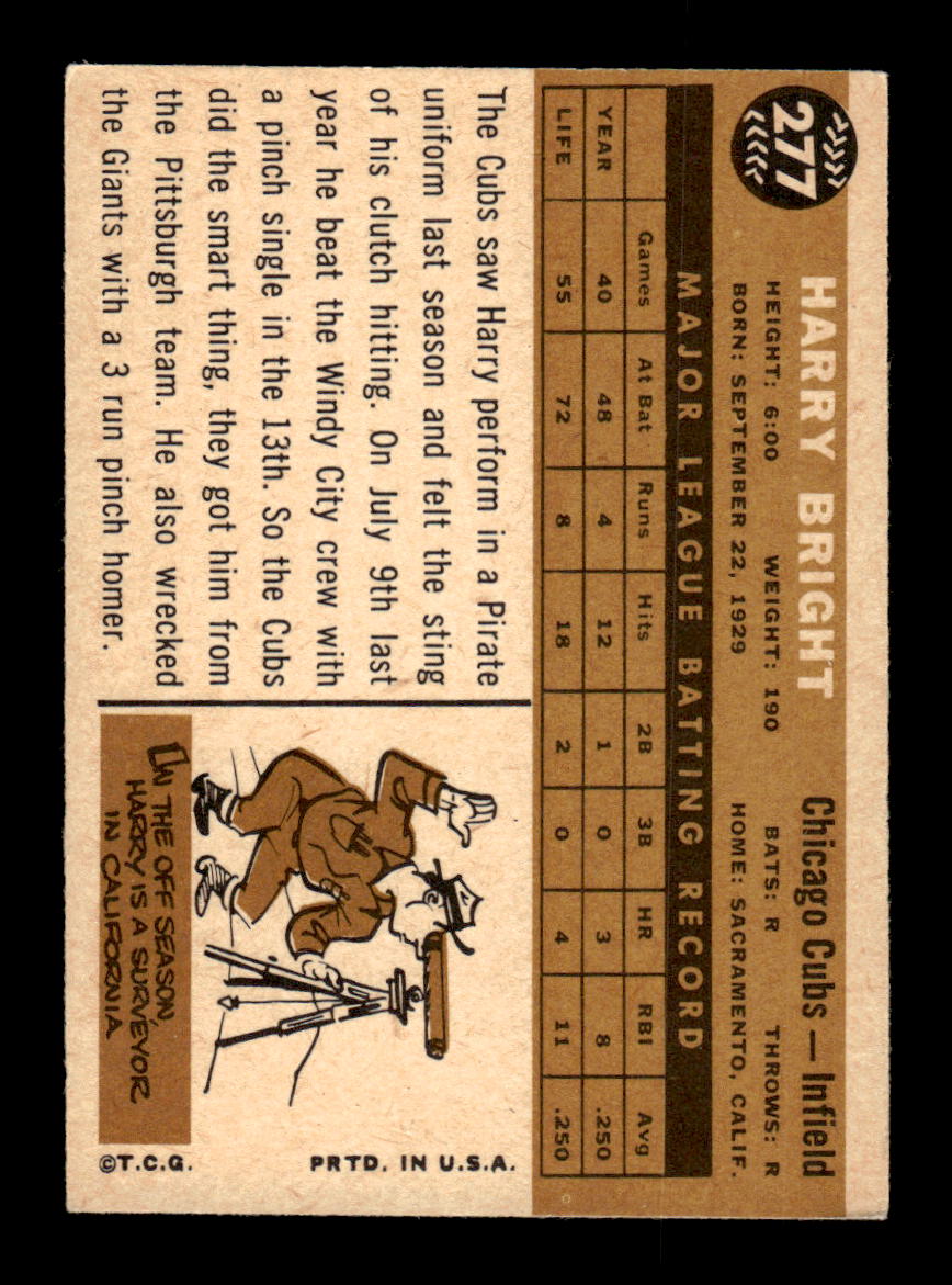 1960 Topps #277 Harry Bright Chicago Cubs EXMT KC10008911