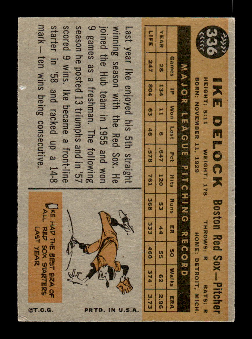 1960 Topps #336 Ike Delock Boston Red Sox EXMT KC10008956