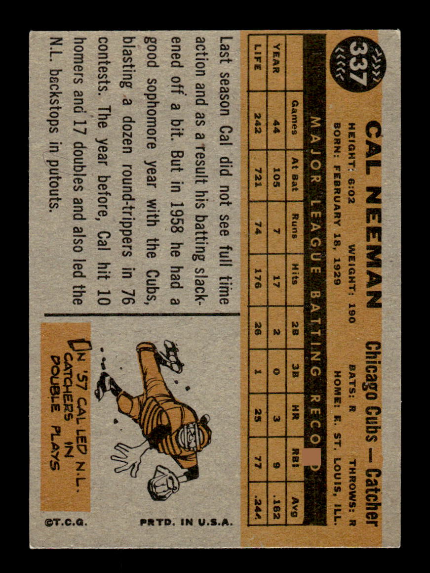 1960 Topps #337 Cal Neeman Chicago Cubs EXMT KC10008957