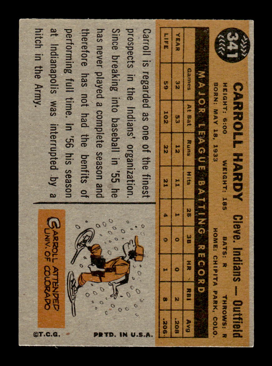 1960 Topps #341 Carroll Hardy Cleveland Indians EXMT KC10008961