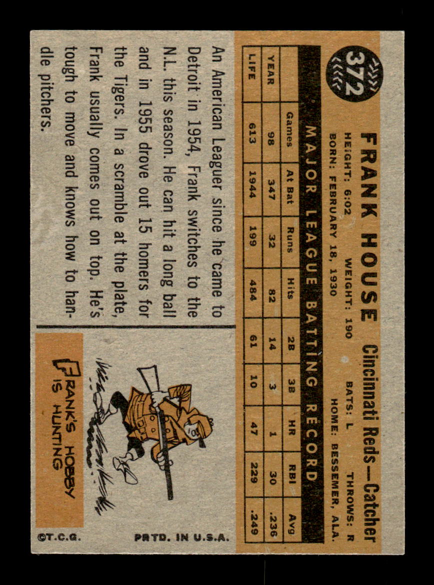 1960 Topps #372 Frank House Cincinnati Reds EXMT KC10008979