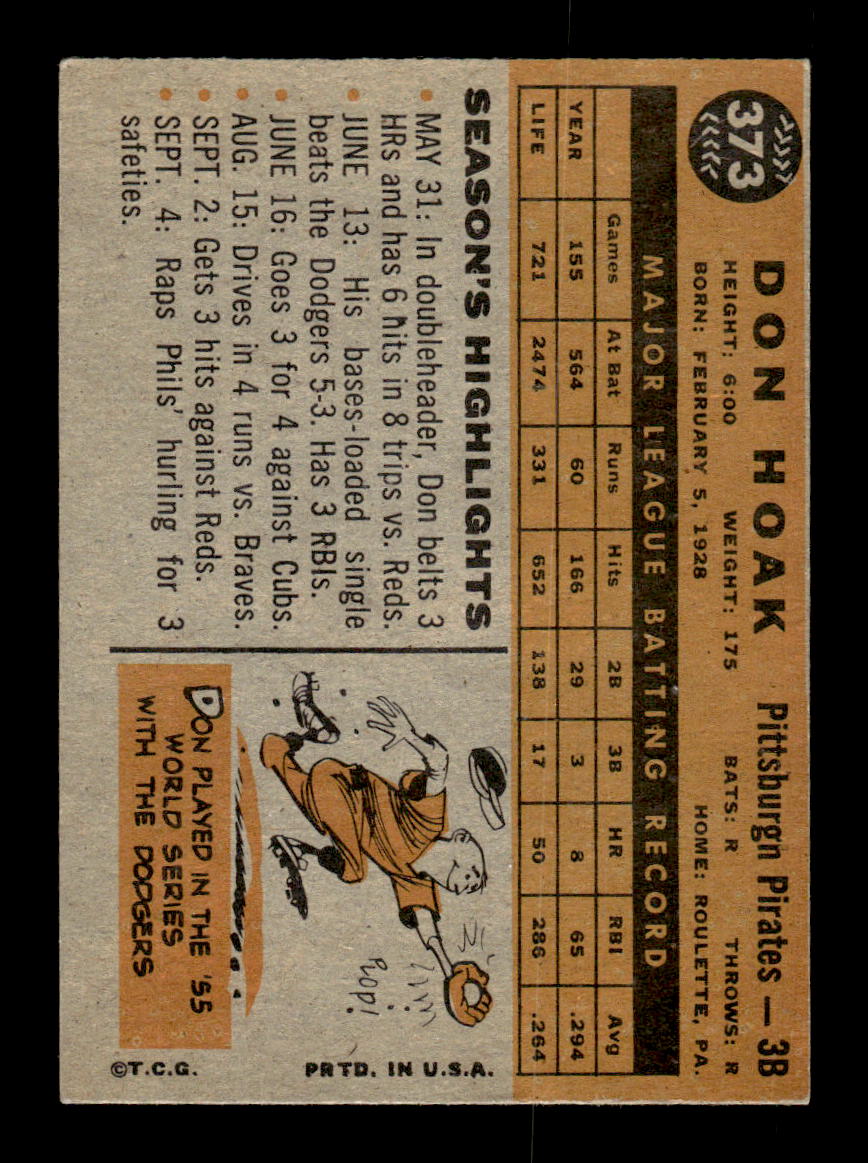1960 Topps #373 Don Hoak Pittsburgh Pirates EXMT KC10008980