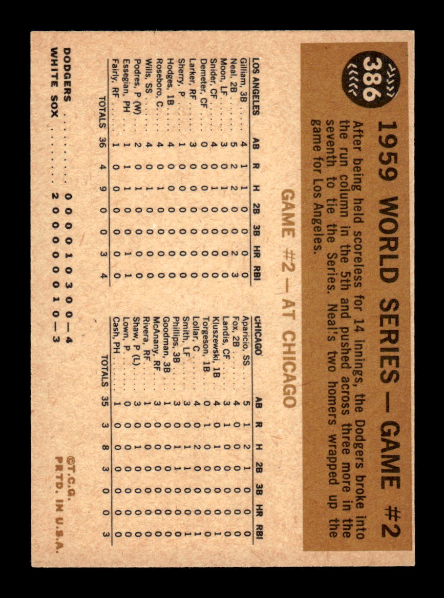 1960 Topps #386b 1959 WS Game #2 - Neal Belts 2nd Homer EXMT KC10008989
