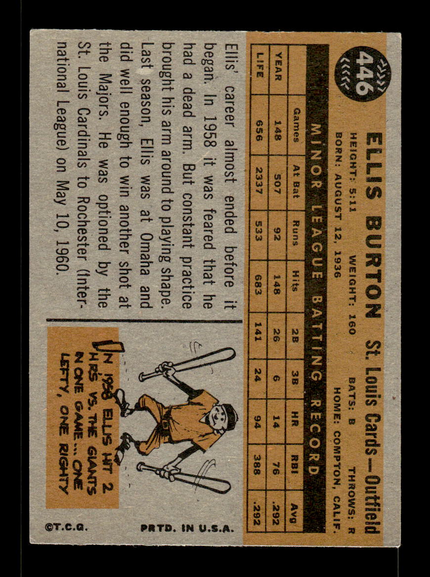 1960 Topps #446 Ellis Burton St. Louis Cardinals EXMT KC10009027