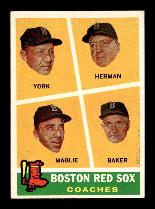 1960 Topps #456 Boston Red Sox Coaches York Herman Maglie Baker NMT KC10009033