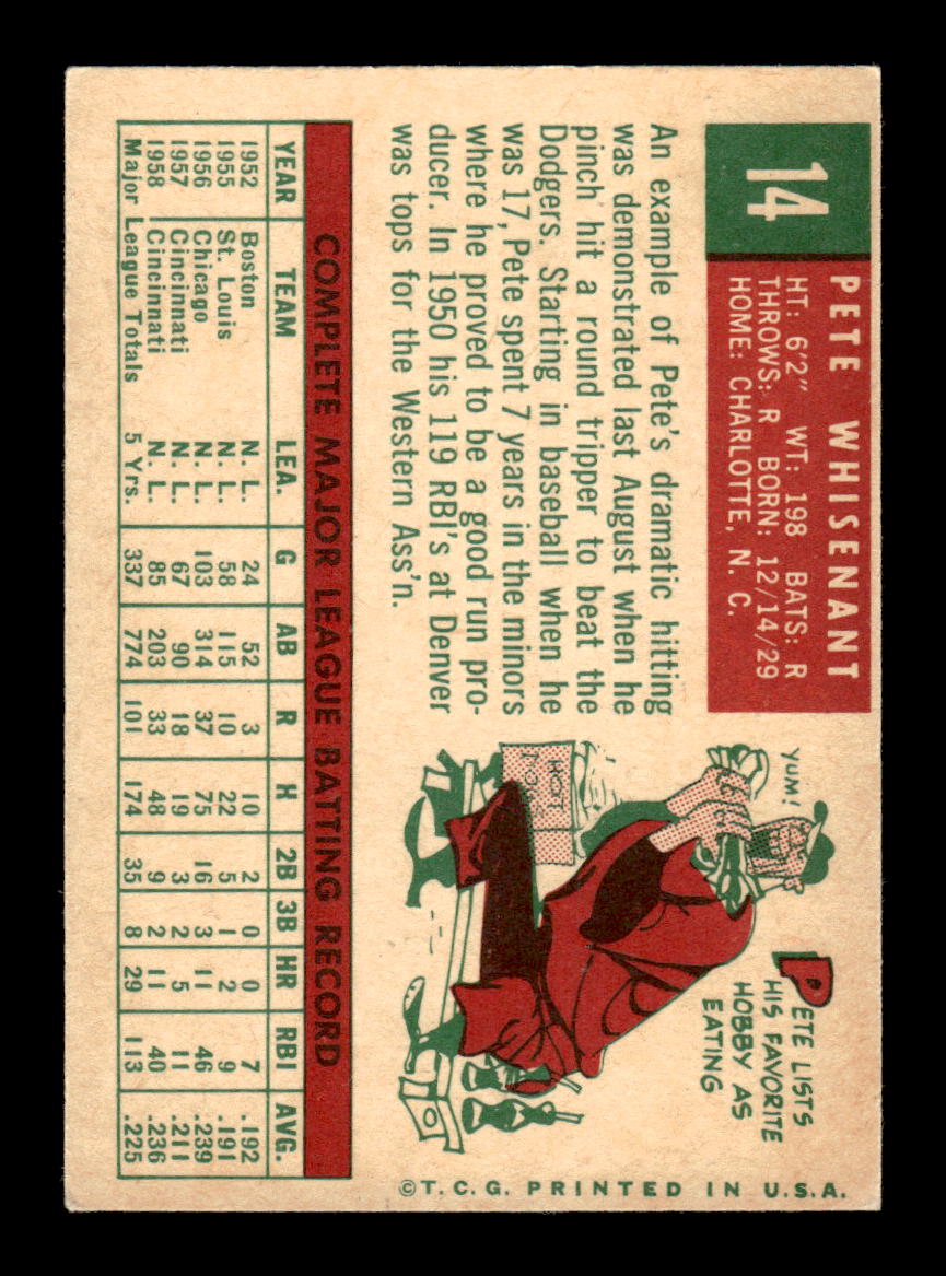 1959 Topps #14 Pete Whisenant Cincinnati Redlegs EXMT KC10009073