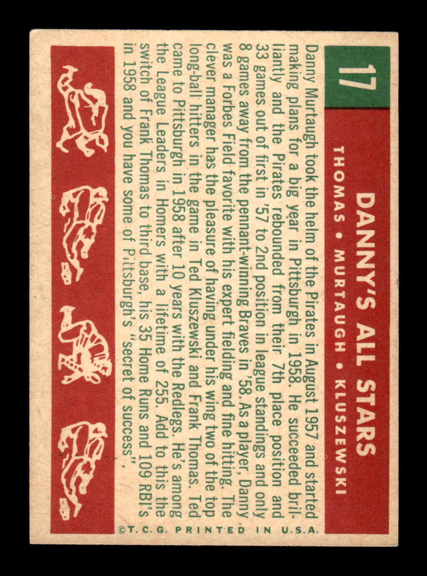 1959 Topps #17 Danny's All Stars Murtaugh Kluszewski EXMT KC10009076