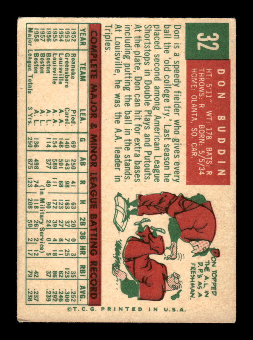 1959 Topps #32 Don Buddin Boston Red Sox EX KC10009091
