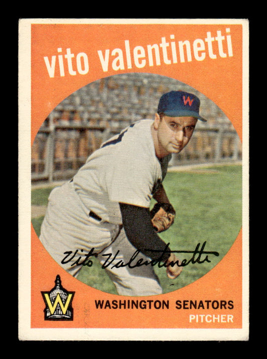1959 Topps #44b Vito Valentinetti Washington Senators EXMT KC10009103