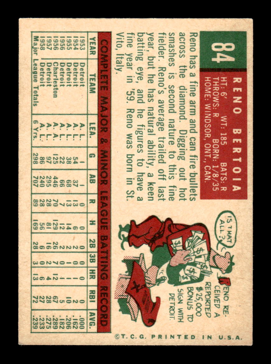 1959 Topps #84 Reno Bertoia Washington Senators EXMT KC10009139