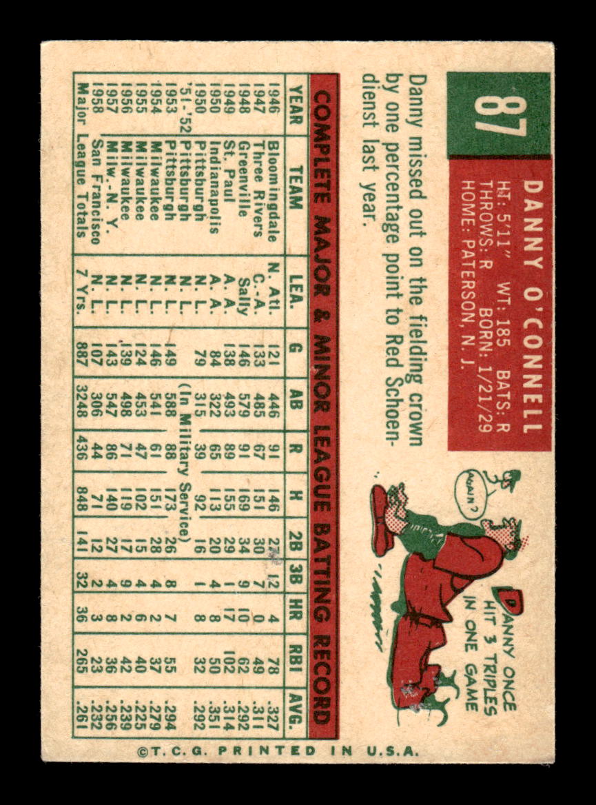 1959 Topps #87 Danny O'Connell San Francisco Giants EXMT KC10009141