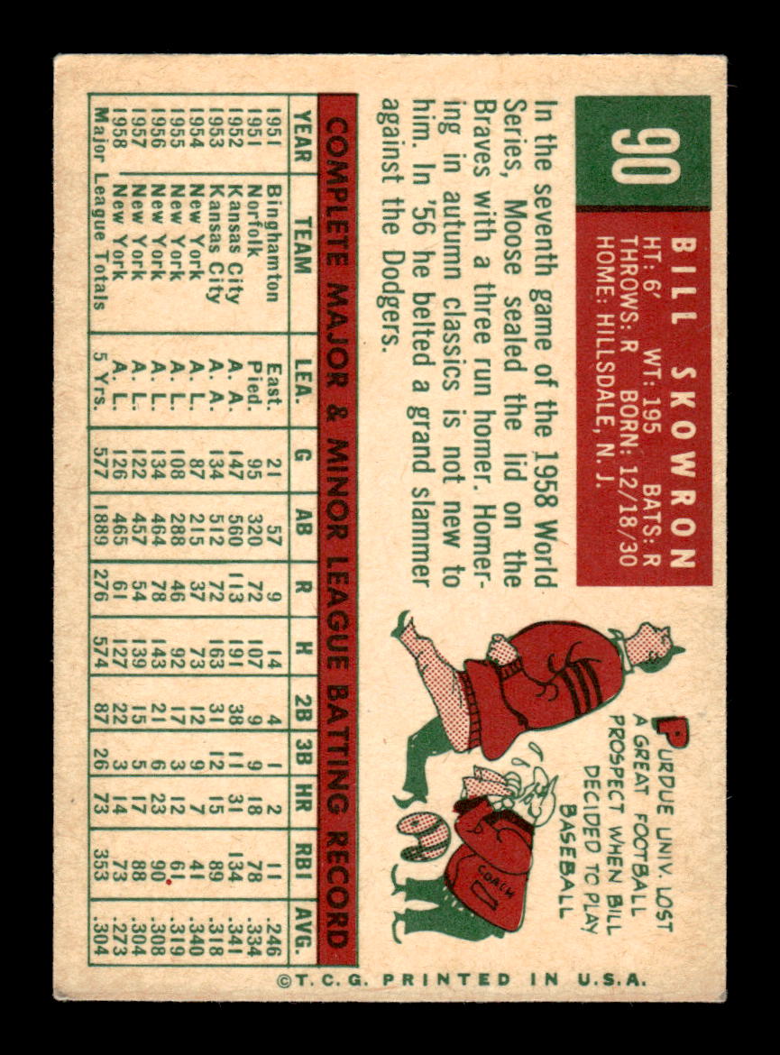 1959 Topps #90 Bill Skowron New York Yankees EXMT KC10009143