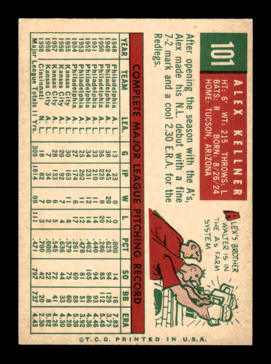1959 Topps #101 Alex Kellner St. Louis Cardinals EXMT KC10009152