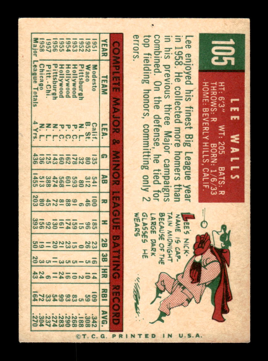 1959 Topps #105 Lee Walls Chicago Cubs EXMT KC10009154
