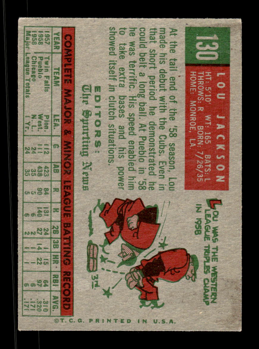 1959 Topps #130 Lou Jackson Chicago Cubs EXMT KC10009179