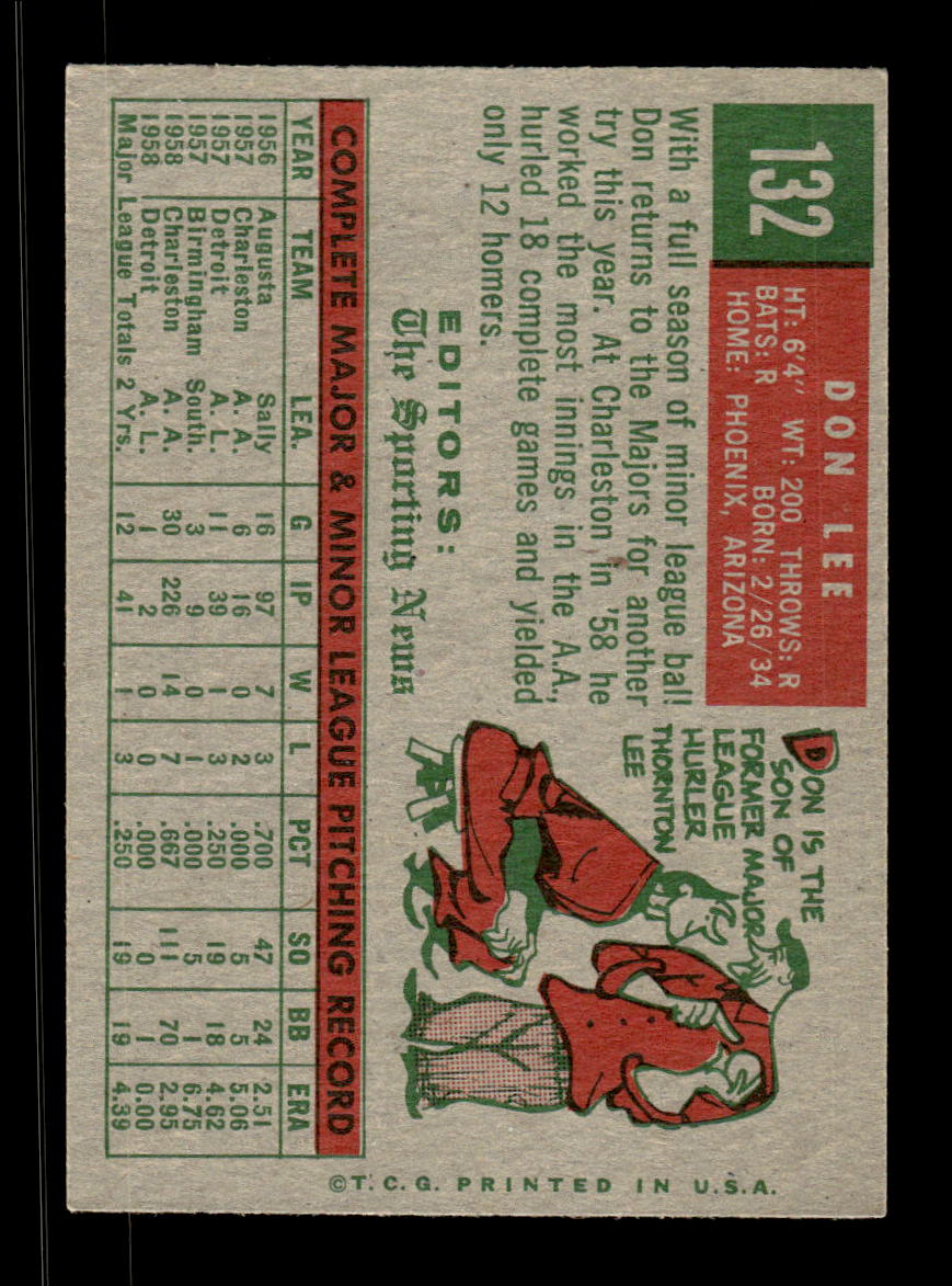 1959 Topps #132 Don Lee Detroit Tigers EXMT KC10009181