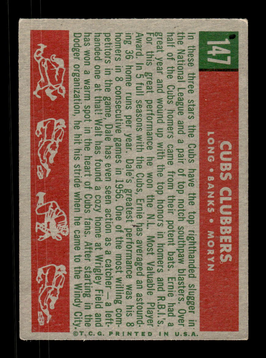 1959 Topps #147 Cubs' Clubbers Long Banks Moryn EXMT KC10009196