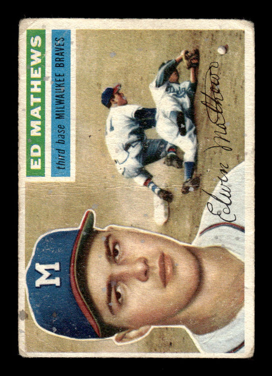 1956 Topps #107a Eddie Mathews Milwaukee Braves G/VG HOF10009261