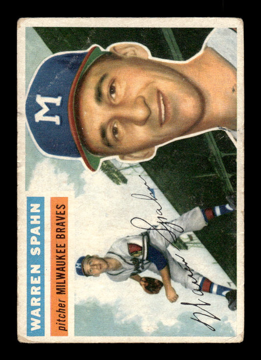1956 Topps #10b Warren Spahn Milwaukee Braves G/VG HOF10009266