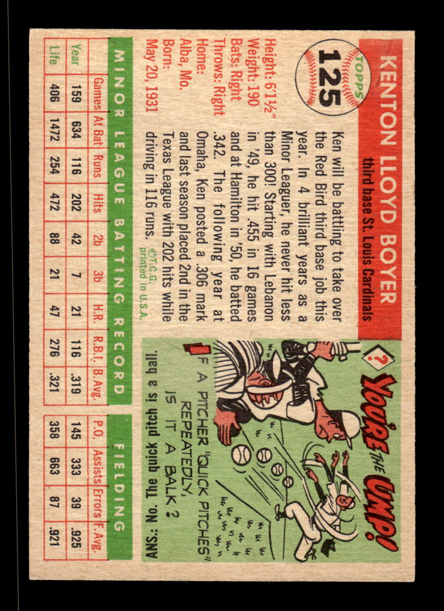 1955 Topps #125 Ken Boyer St. Louis Cardinals EX HOF10009273