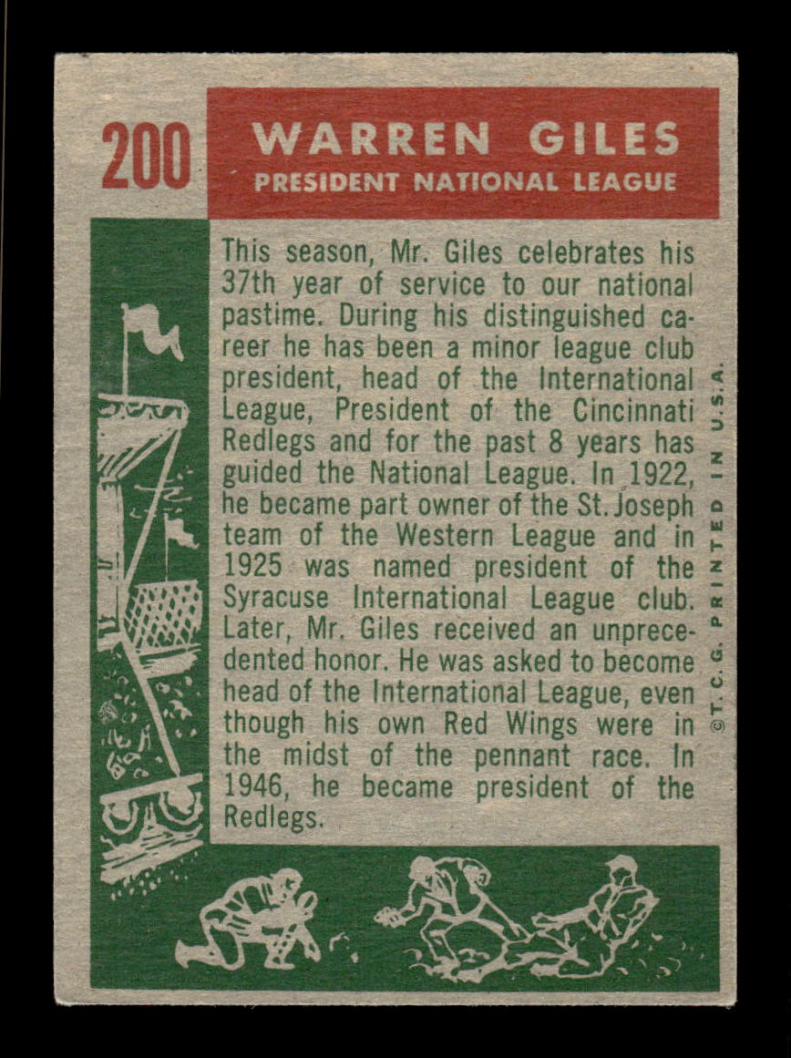 1959 Topps #200b Warren Giles EX HOF10009277