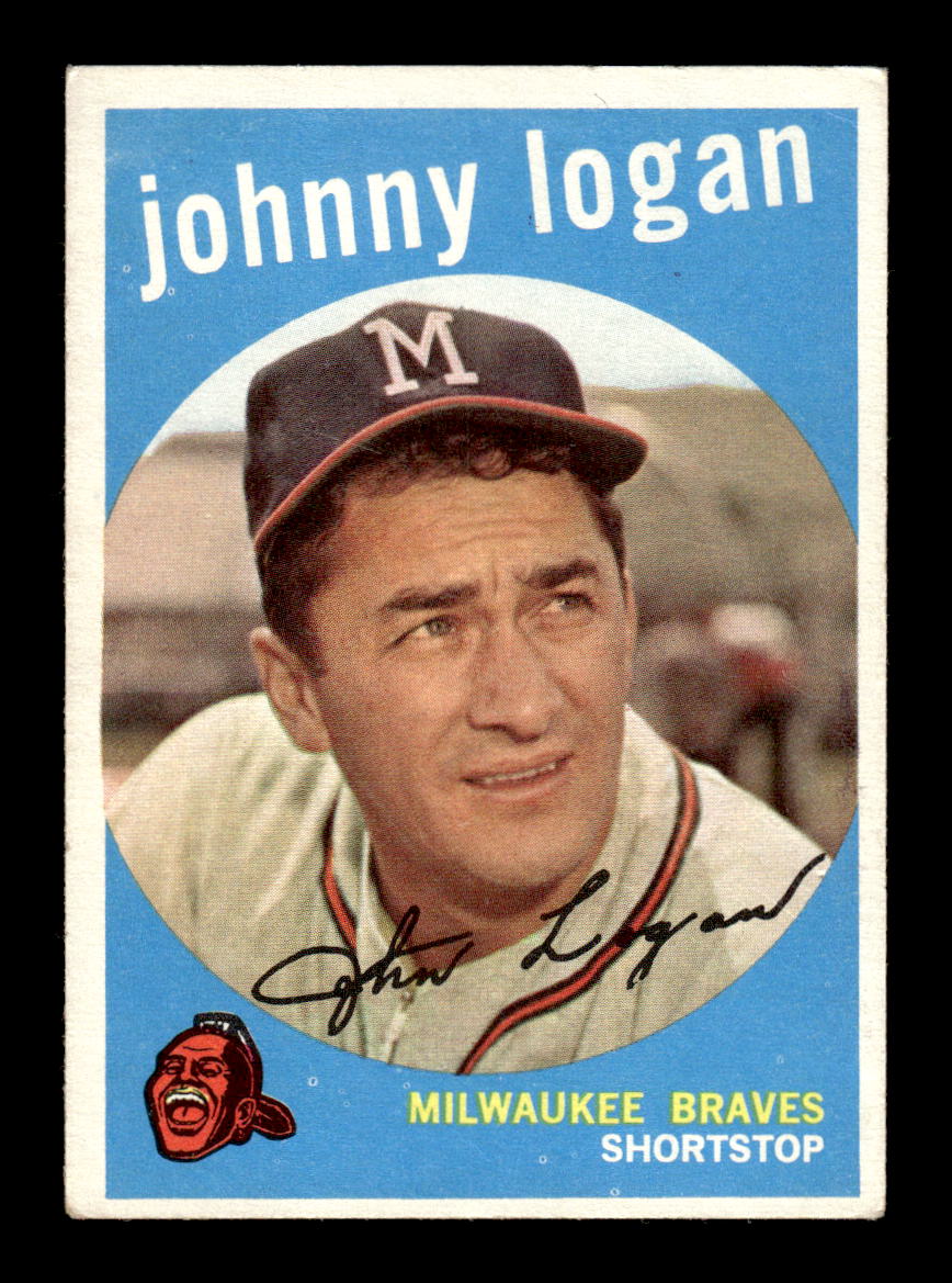 1959 Topps #225b Johnny Logan Milwaukee Braves VGEX HOF10009300