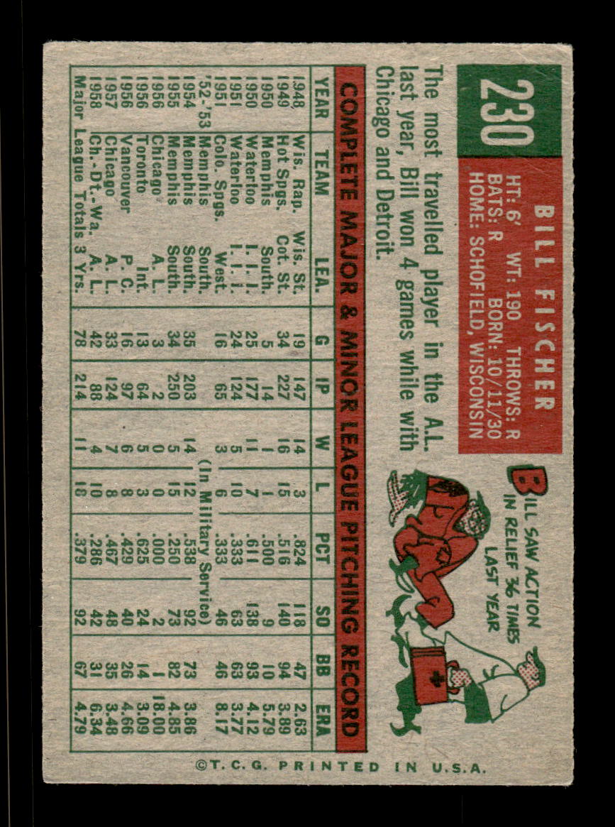 1959 Topps #230a Bill Fischer Washington Senators EX HOF10009305