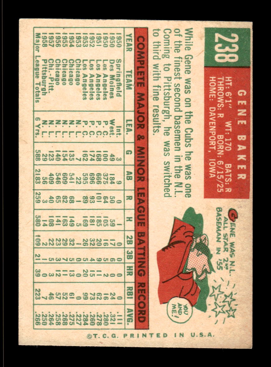 1959 Topps #238a Gene Baker Pittsburgh Pirates EXMT HOF10009312