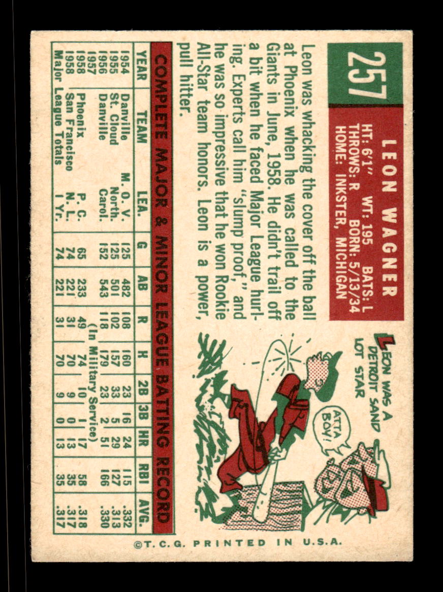 1959 Topps #257a Leon Wagner San Francisco Giants EX HOF10009331
