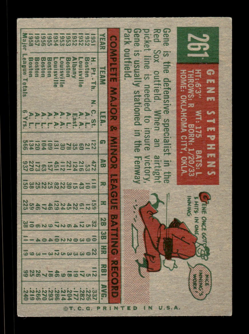 1959 Topps #261a Gene Stephens Boston Red Sox EX HOF10009335