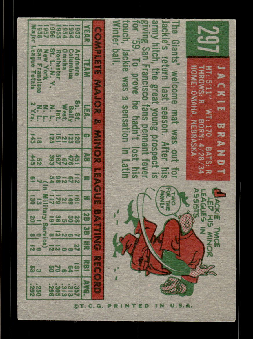1959 Topps #297 Jackie Brandt San Francisco Giants EX HOF10009368