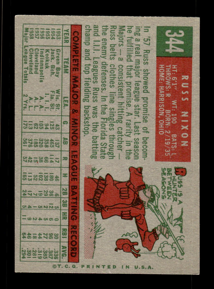 1959 Topps #344 Russ Nixon Cleveland Indians EXMT HOF10009410