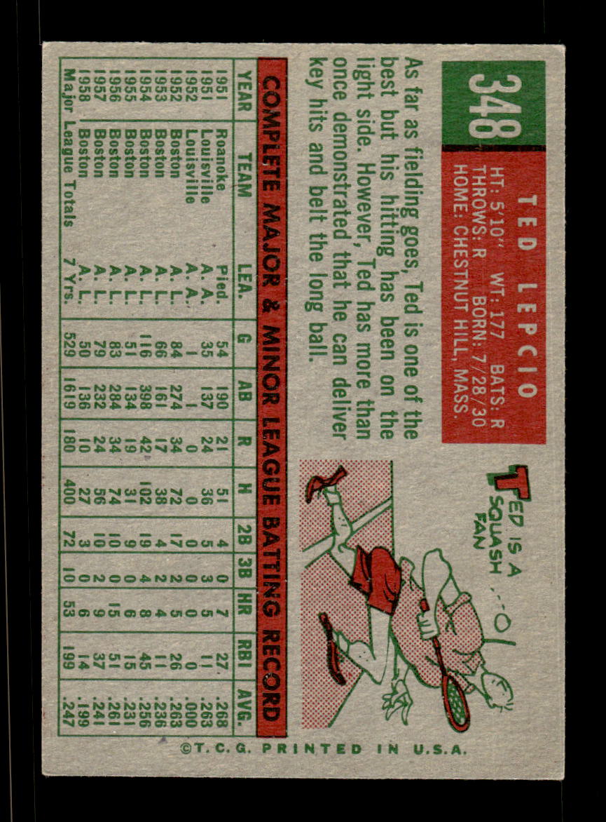 1959 Topps #348 Ted Lepcio Boston Red Sox EX HOF10009412