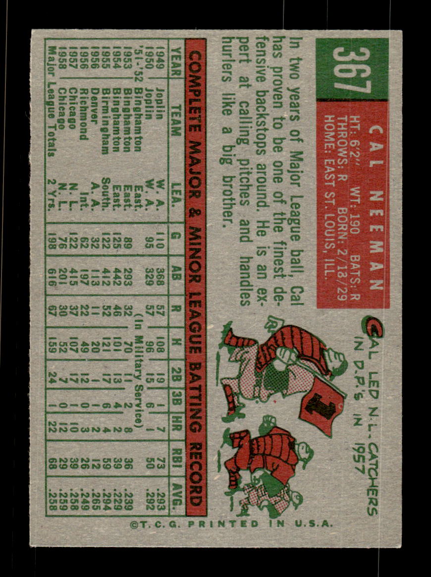 1959 Topps #367 Cal Neeman Chicago Cubs NMT HOF10009427
