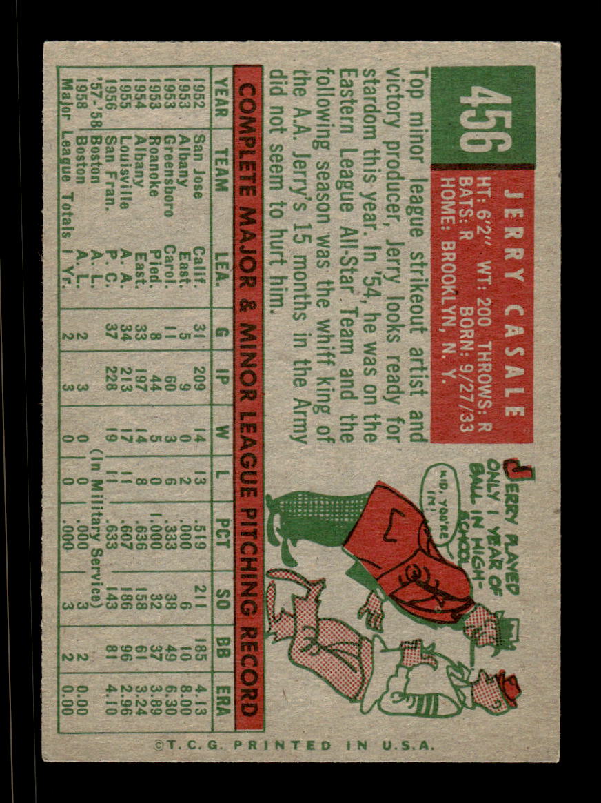 1959 Topps #456 Jerry Casale Boston Red Sox EXMT HOF10009447