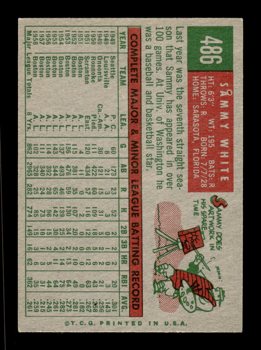 1959 Topps #486 Sammy White Boston Red Sox EX HOF10009466