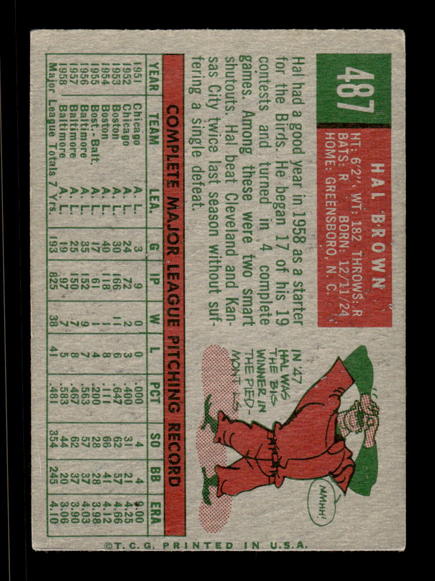1959 Topps #487 Hal Brown Baltimore Orioles EX HOF10009467