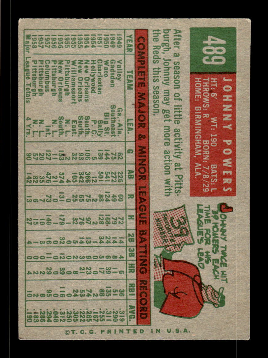 1959 Topps #489 John C. Powers Cincinnati Redlegs EX HOF10009469
