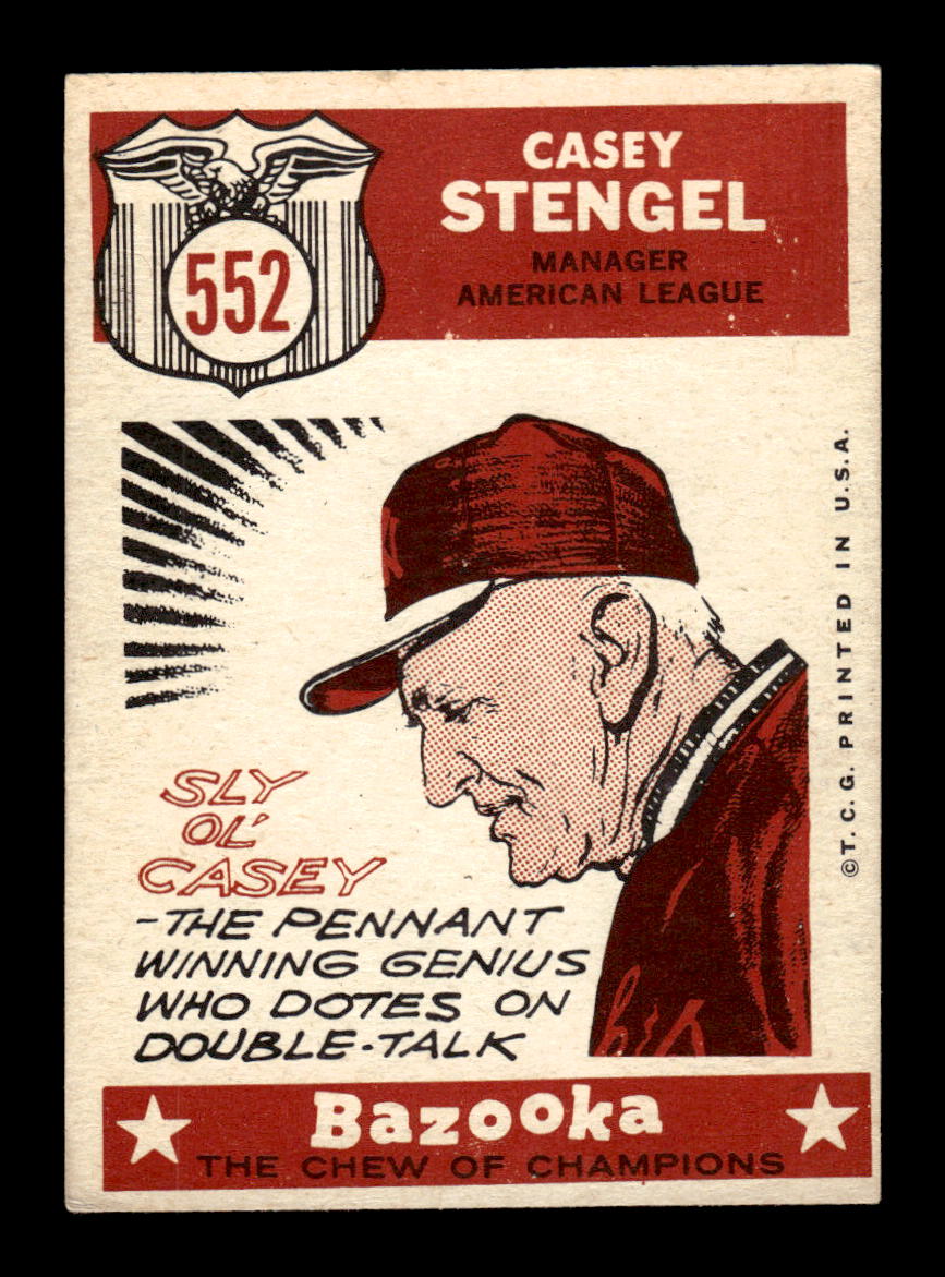 1959 Topps #552 Casey Stengel New York Yankees EX HOF10009522