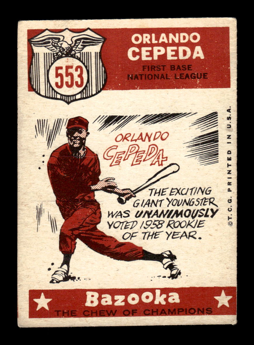 1959 Topps #553 Orlando Cepeda San Francisco Giants VG HOF10009523