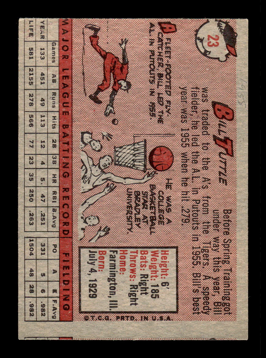 1958 Topps #23a Bill Tuttle Kansas City Athletics Poor KC10009552
