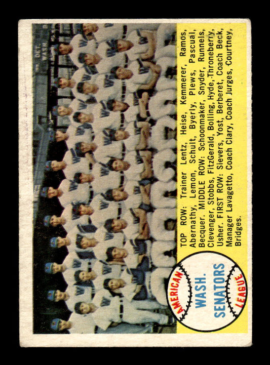 1958 Topps #44 Washington Senators Washington Senators EX KC10009572