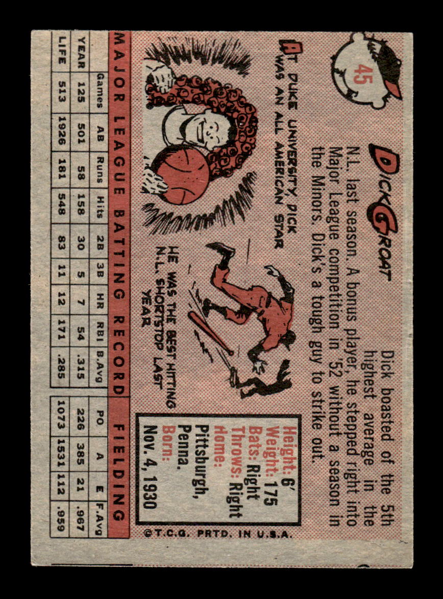 1958 Topps #45 Dick Groat Pittsburgh Pirates EX KC10009573