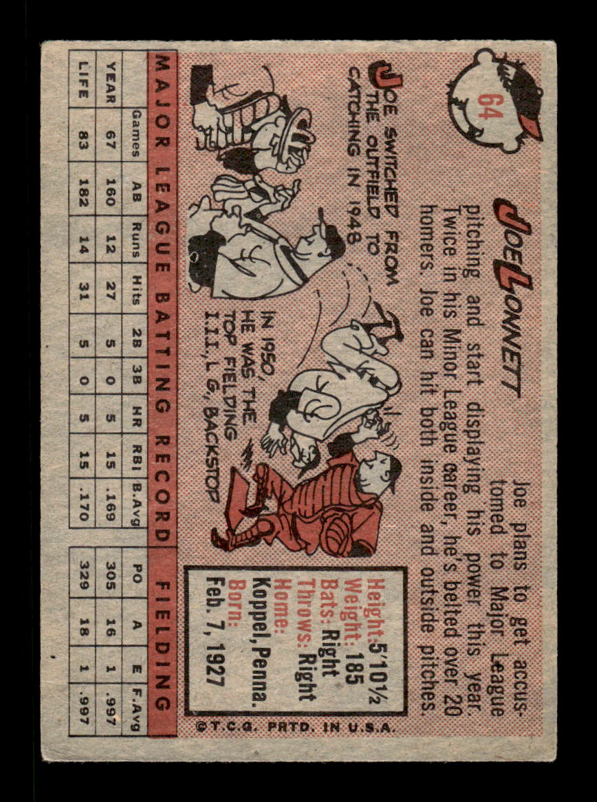 1958 Topps #64 Joe Lonnett Philadelphia Phillies EX KC10009590