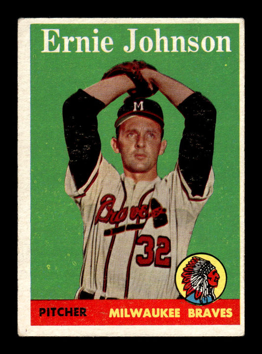 1958 Topps #78a Ernie Johnson Milwaukee Braves EX KC10009602