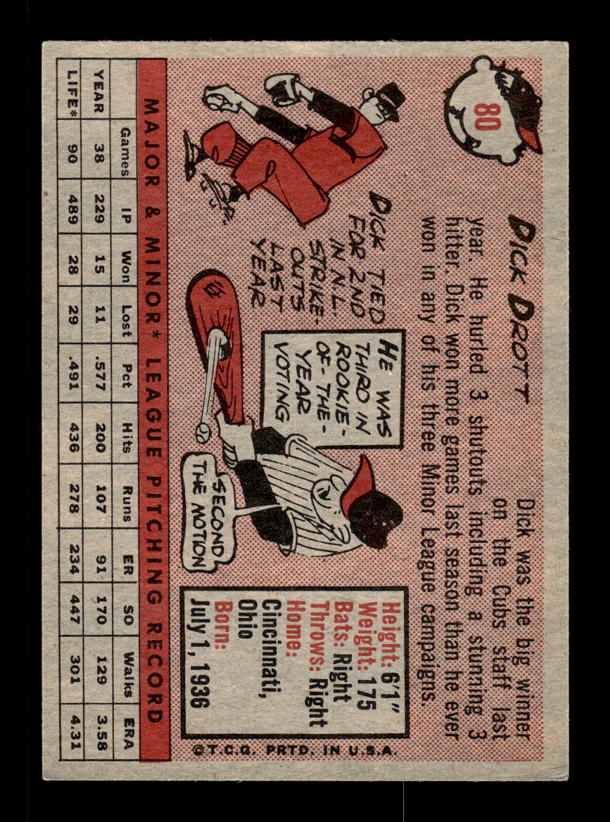 1958 Topps #80 Dick Drott Chicago Cubs EX KC10009604