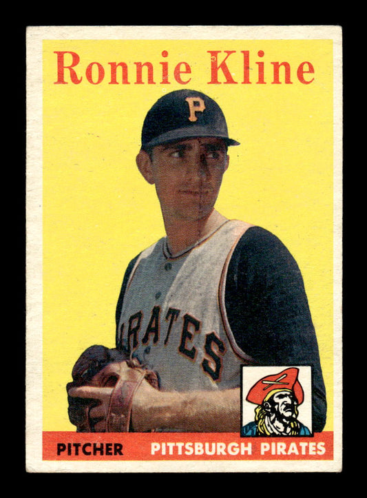 1958 Topps #82 Ronnie Kline Pittsburgh Pirates EX KC10009606