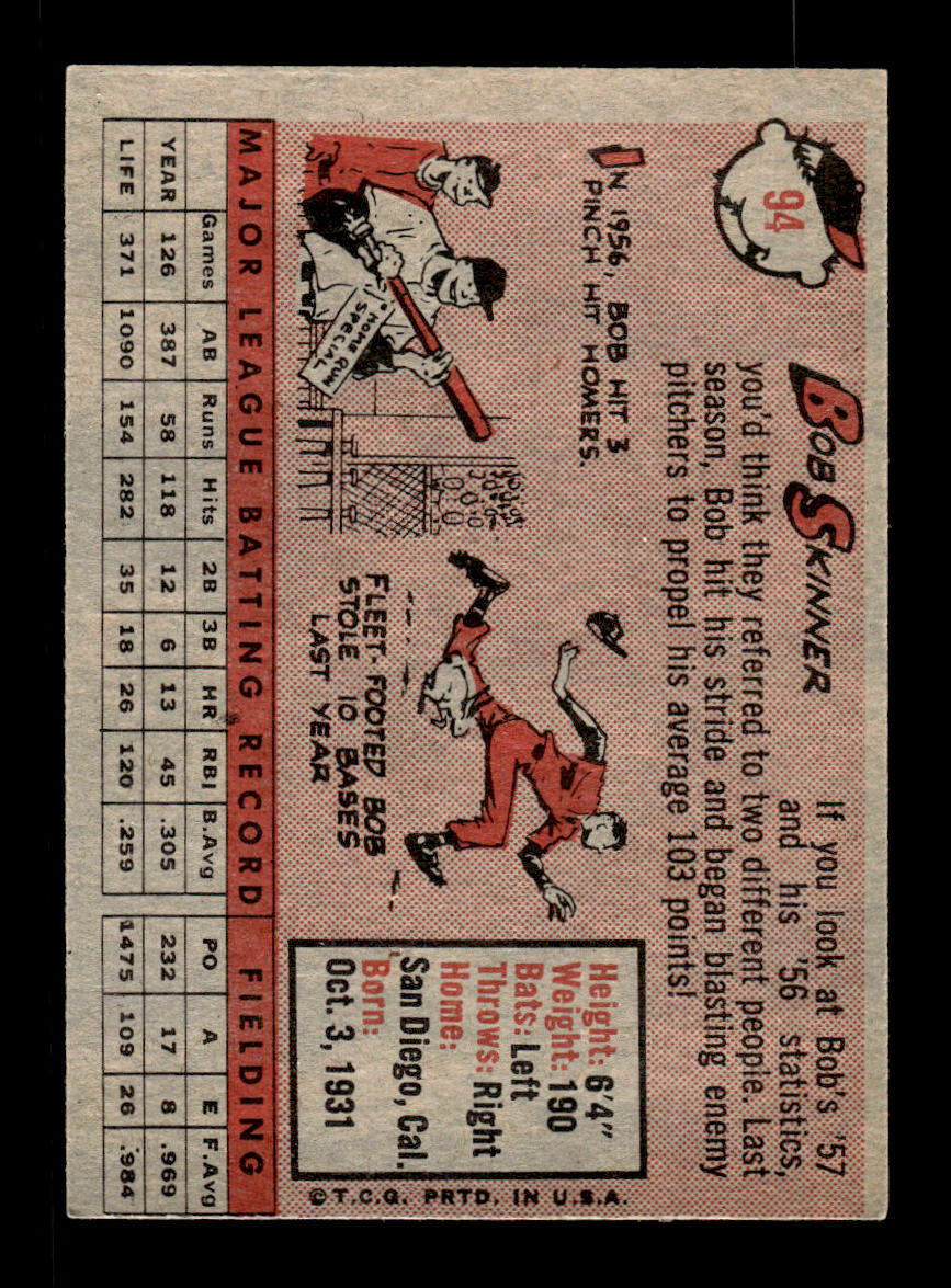 1958 Topps #94 Bob Skinner Pittsburgh Pirates EX KC10009617