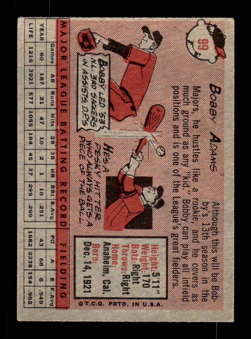 1958 Topps #99 Bobby Adams Chicago Cubs EX KC10009621