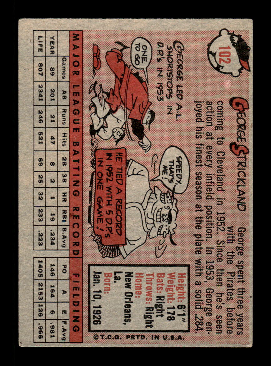 1958 Topps #102 George Strickland Cleveland Indians EX KC10009624